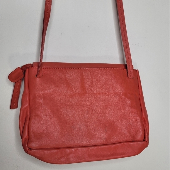 Artisanal Mini Crossbody Bag Boho Supple Leather Coral Non Adjustable Thin Strap - Picture 6 of 11